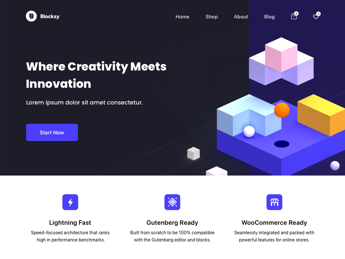 Blocksy theme preview